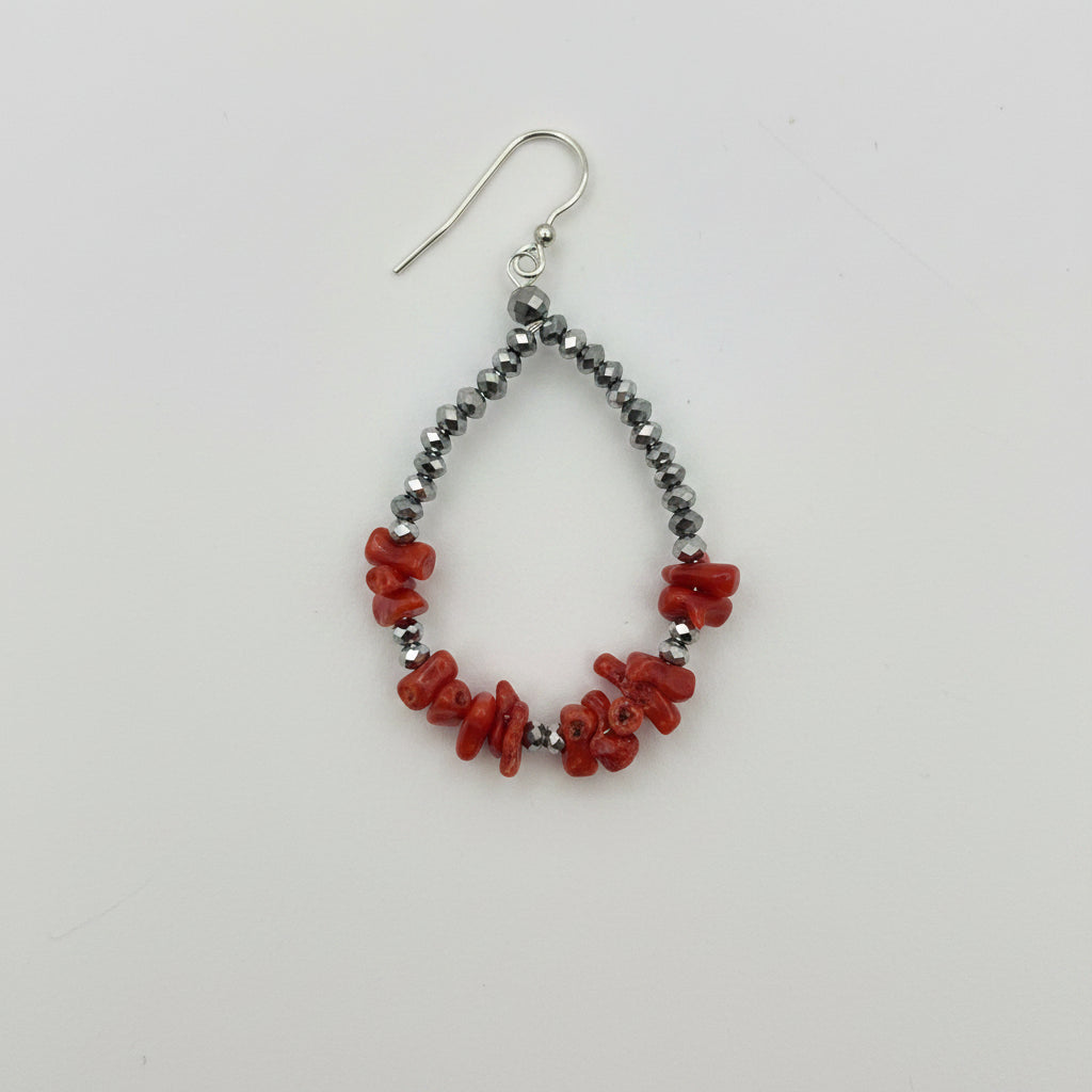 Orecchini a Goccia in Argento 925 con Corallo Rosso e Cristalli Antracite | CM Silver Jewels