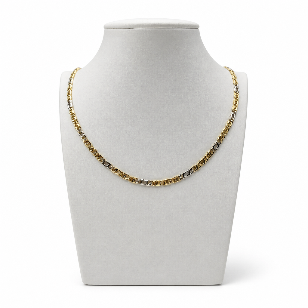 Collana Girocollo Bicolore Groumette in Oro 18 Carati – 50 cm | CM Silver Jewels