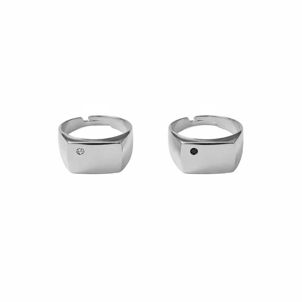 Bague Homme en Argent 925 avec Zirconium Blanc ou Noir