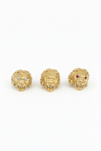 Lion Head Ring – 925 Sterling Silver Yellow Gold Plated | White or Red Eyes | Adjustable Size