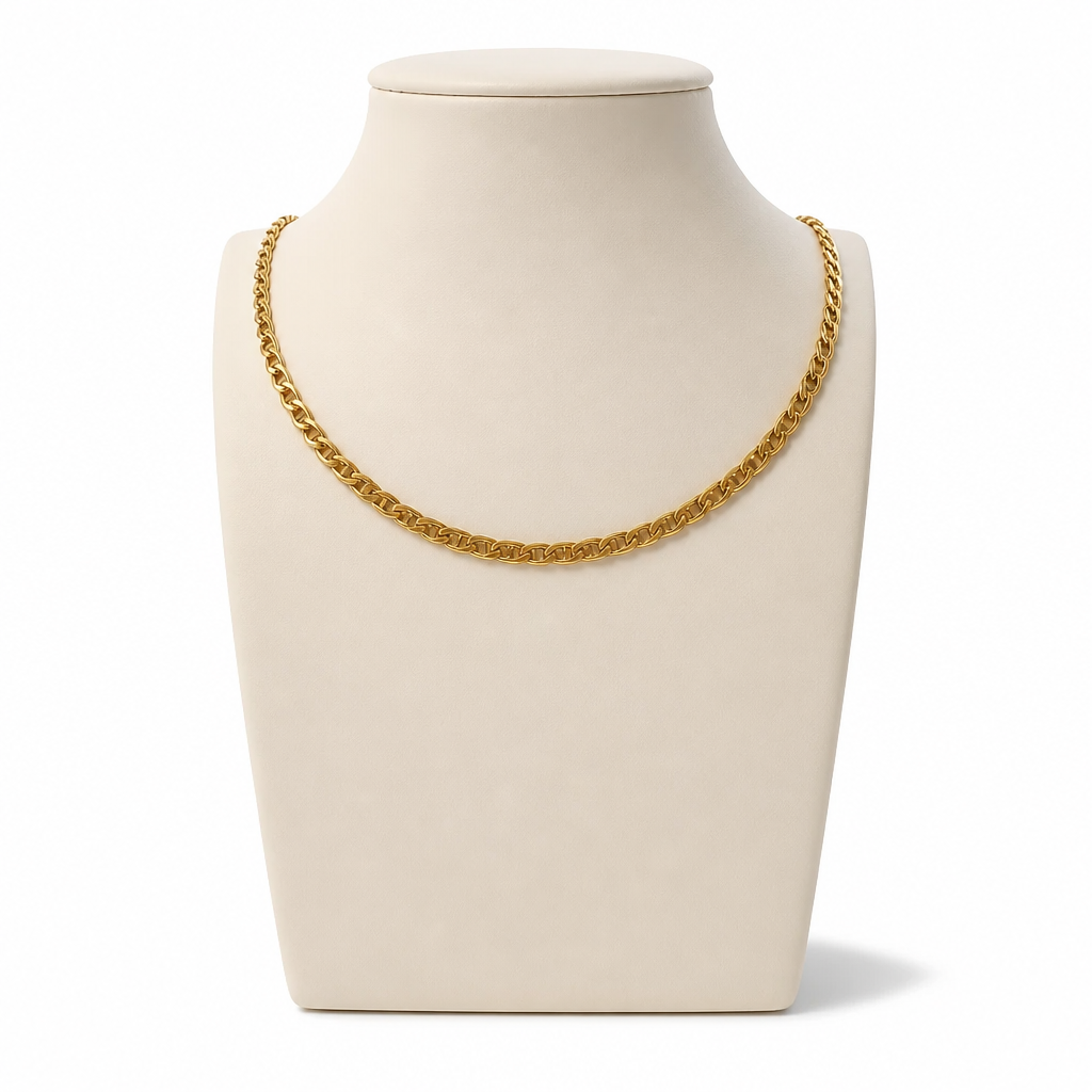 Collana Grumetta in Argento 925 Placcato Oro 24 Carati – 55 cm, 3,8 mm | CM Silver Jewels
