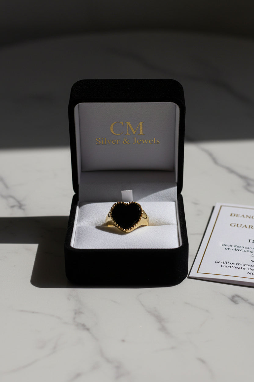 Anello Cuore in Argento 925 con Pietra – Disponibile in Più Colori | CM Silver Jewels