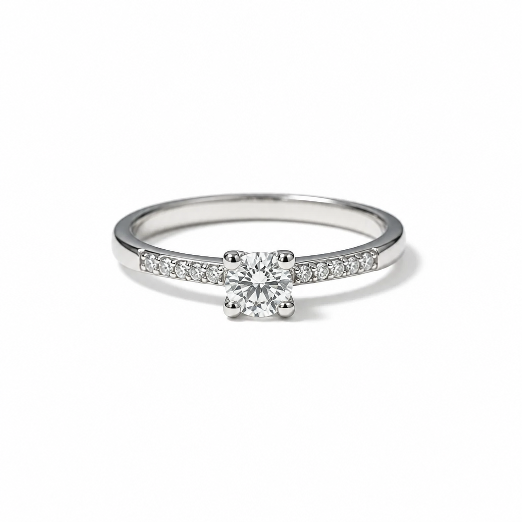 Anello Solitario Donna in Oro 18 Carati con Zircone 0,30 ct – Misura 18 | CM Silver Jewels