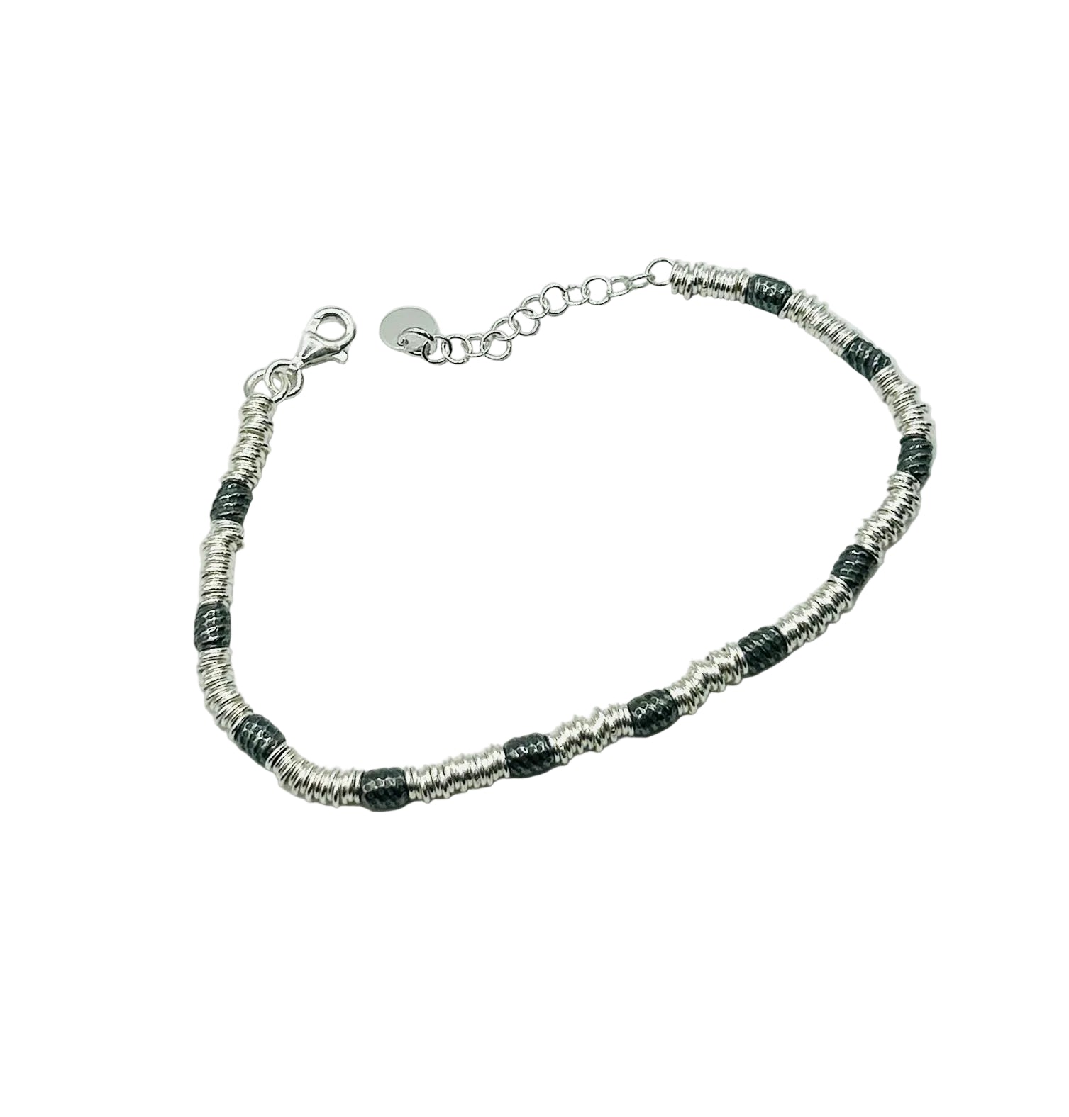 Bracciale Unisex Argento 925 Brunito Regolabile – Design Contemporaneo
