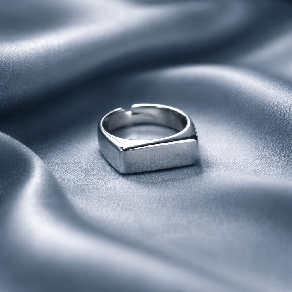 Bague chevalière carrée en Argent 925 – Chatons lisses Taille 20 | CM Silver Jewels