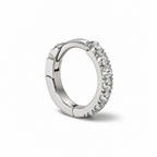 18 kt Gold Hoop Earrings with White Stones 11 × 2 mm | CM Silver Jewels