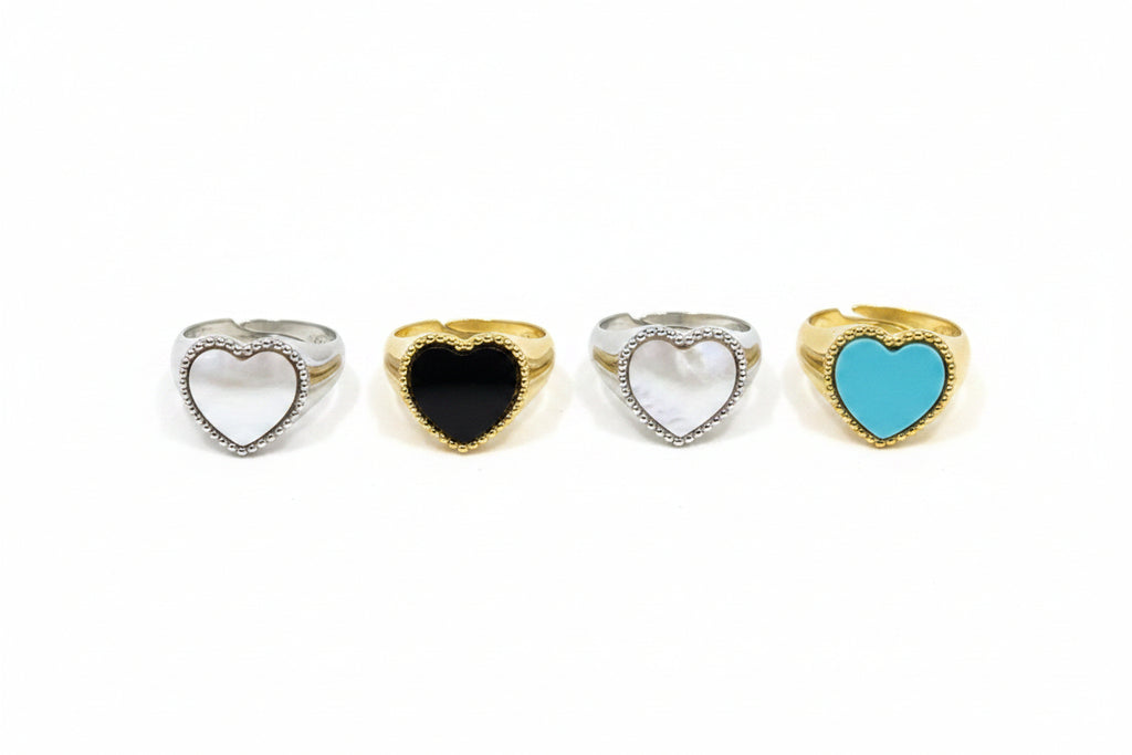 Anello Cuore in Argento 925 con Pietra – Disponibile in Più Colori | CM Silver Jewels