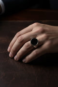 Anello Chevalier in Argento 925 con Pietra Naturale – 5 Colori, Misura Regolabile | CM Silver Jewels