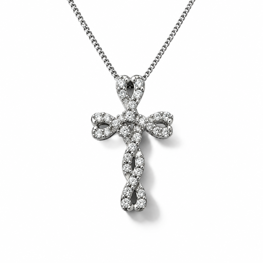 925 Sterling Silver Necklace with Intertwined Cross 45 cm | CM Silver Jewels