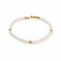 Bracciale Luce di Perle Chiare con Dettagli Dorati 19,5 cm | CM Silver Jewels