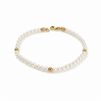 Bracciale Luce di Perle Chiare con Dettagli Dorati 19,5 cm | CM Silver Jewels