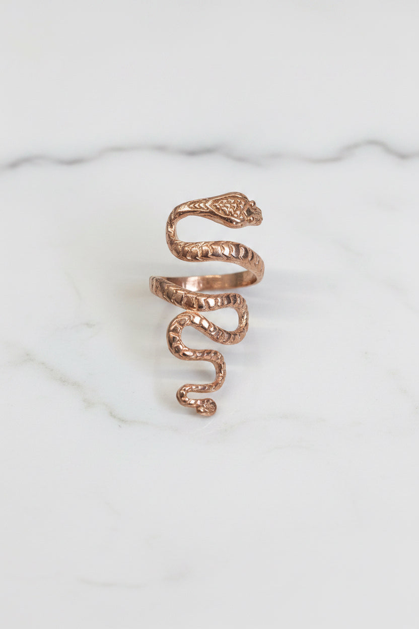 Anello Serpente Artigianale in Argento 925 Placcato Oro | CM Silver Jewels
