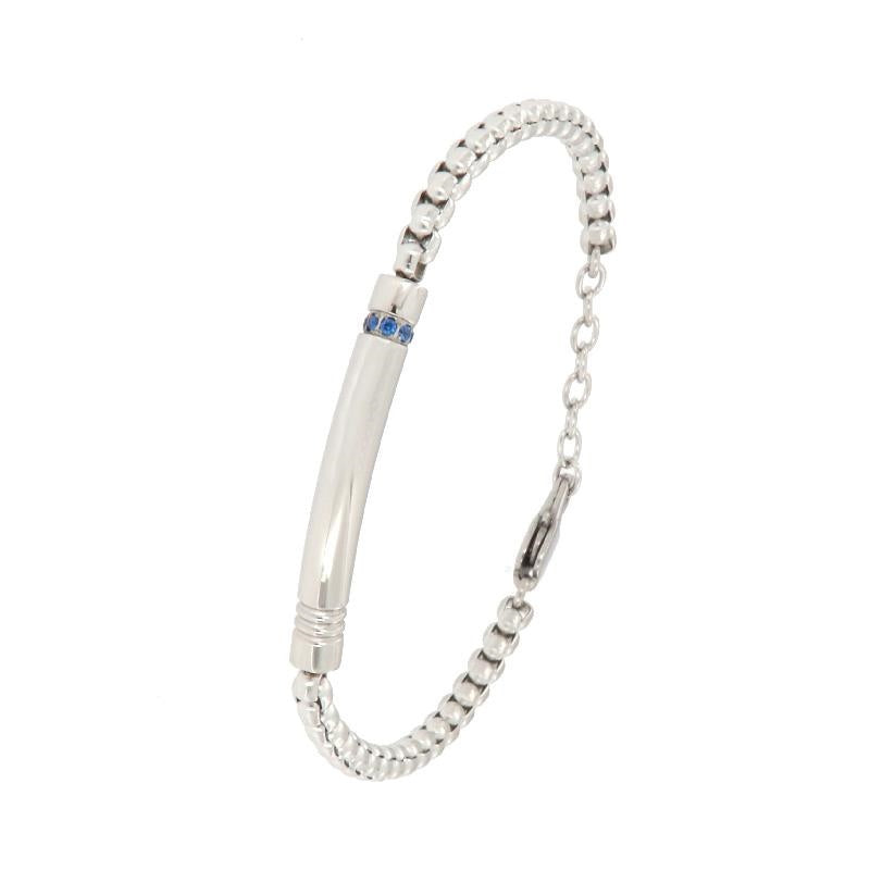 Bracciale in Acciaio Inossidabile con Dettagli Blu – Regolabile 20+3 cm, Eleganza Raffinata e Moderna