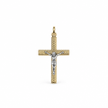 Crocifisso in Oro 18kt Bicolore Lavorazione a Spiga con Cristo – 35×17mm | CM Silver Jewels