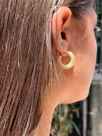 Orecchini Creole Chunky in Argento 925 Placcato Oro con Lavorazione Mesh | CM Silver Jewels