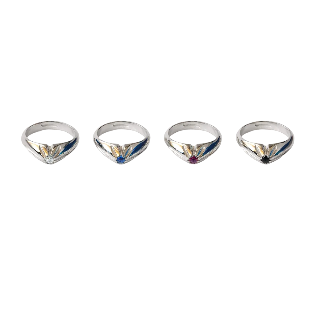 Bague Solitaire en Argent 925 avec Pierre Colorée – Bleue, Noire, Rouge ou Blanche | CM Silver Jewels