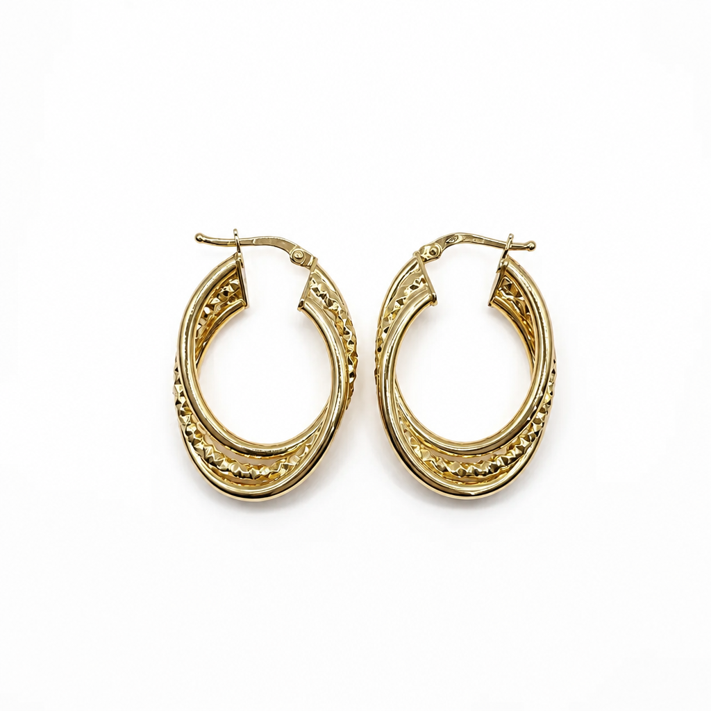 Orecchini in Oro 18 Carati – 30x20 mm, Spessore 6 mm | CM Silver Jewels