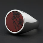 Anello Chevalier in Argento 925 con Pietra Naturale – 5 Colori, Misura Regolabile | CM Silver Jewels