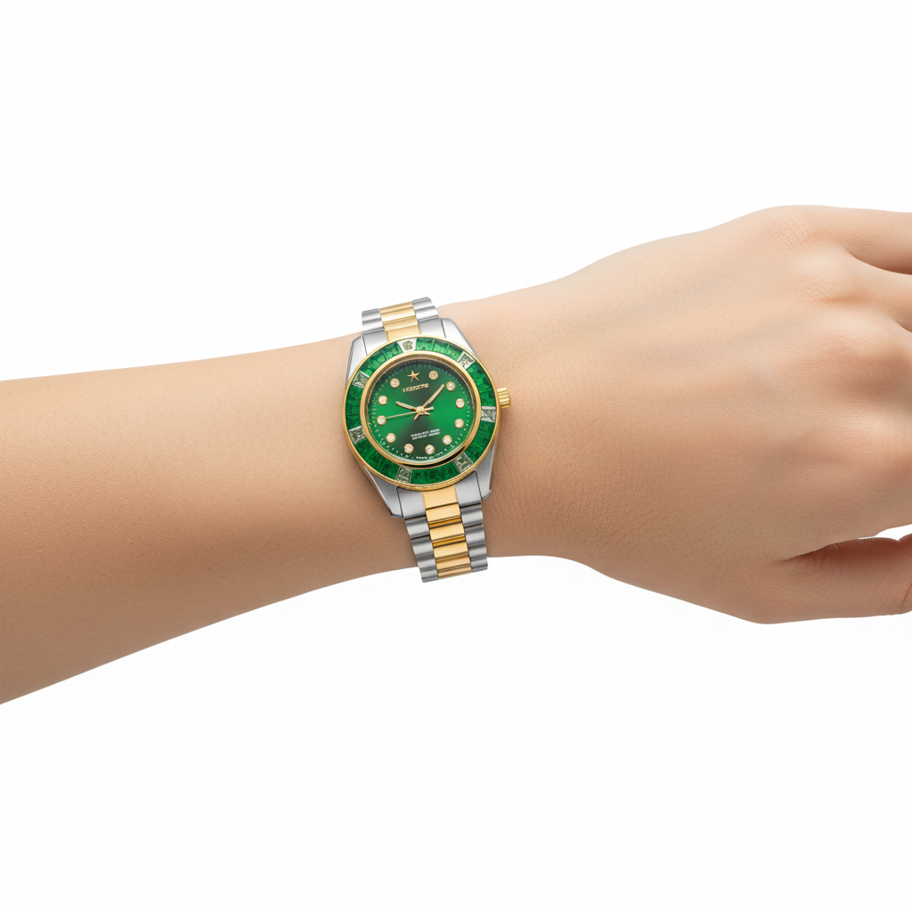 HOOPS OROLOGIO MONTE CARLO SILVER AND GOLD VERDE 2644L-SG06 - Gioielleria CM SILVER & JEWELS