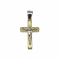 Crocetta Crocifisso in Oro 18kt Bicolore Oro Giallo e Oro Bianco – 30×15mm | CM Silver Jewels