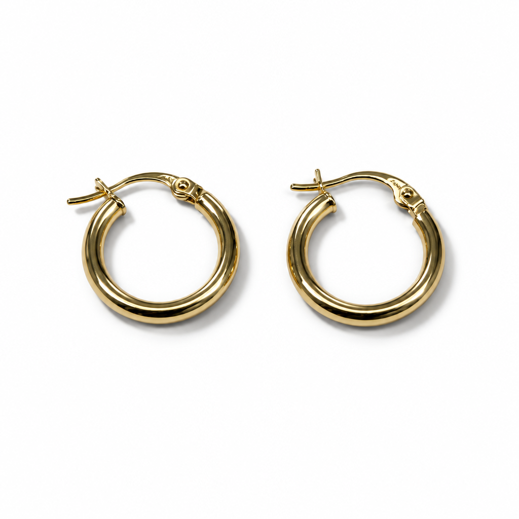 Smooth Earrings in 18 kt Yellow Gold 15 × 2 mm | CM Silver Jewels