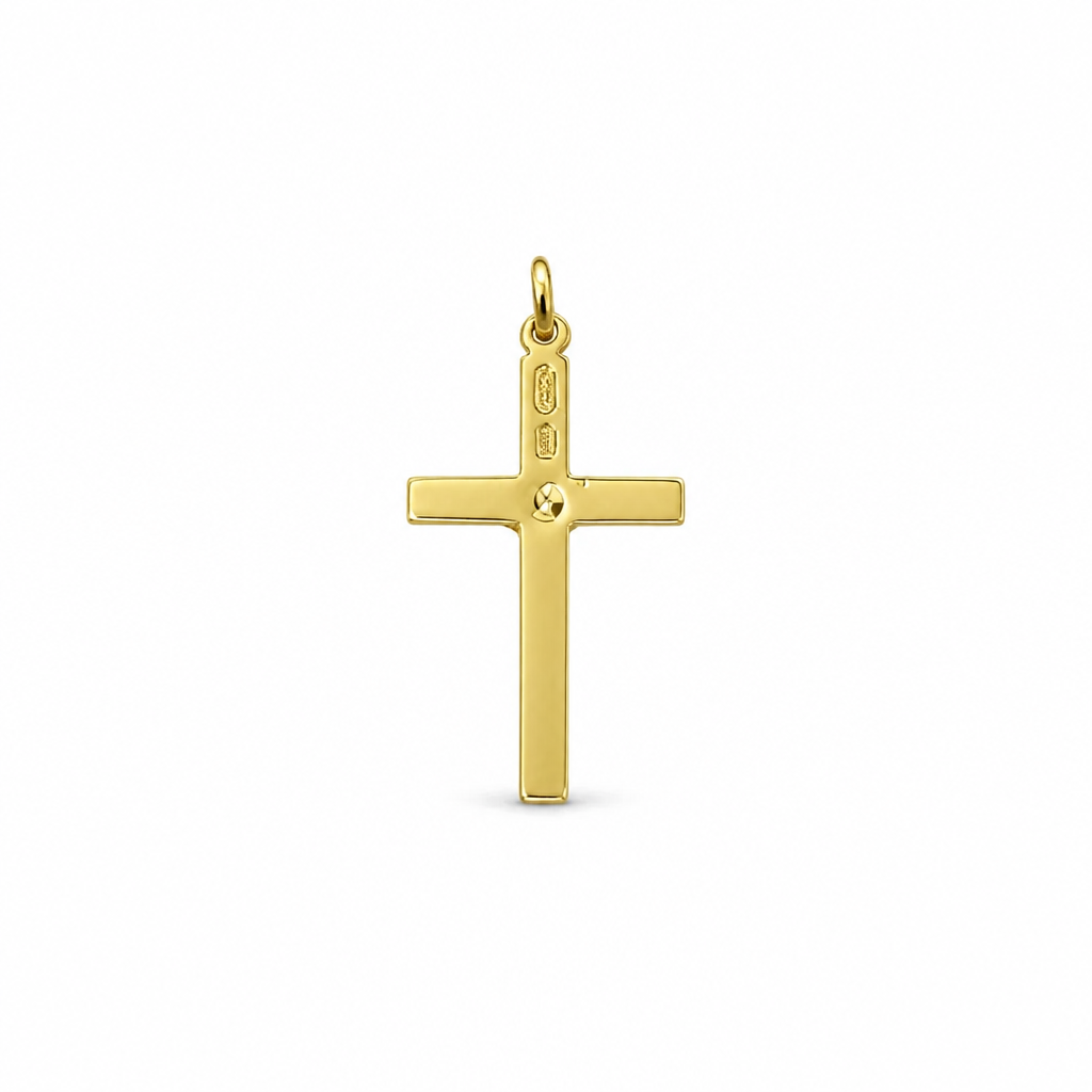 Crocifisso in Oro 18kt Bicolore Lavorazione a Spiga con Cristo – 35×17mm | CM Silver Jewels