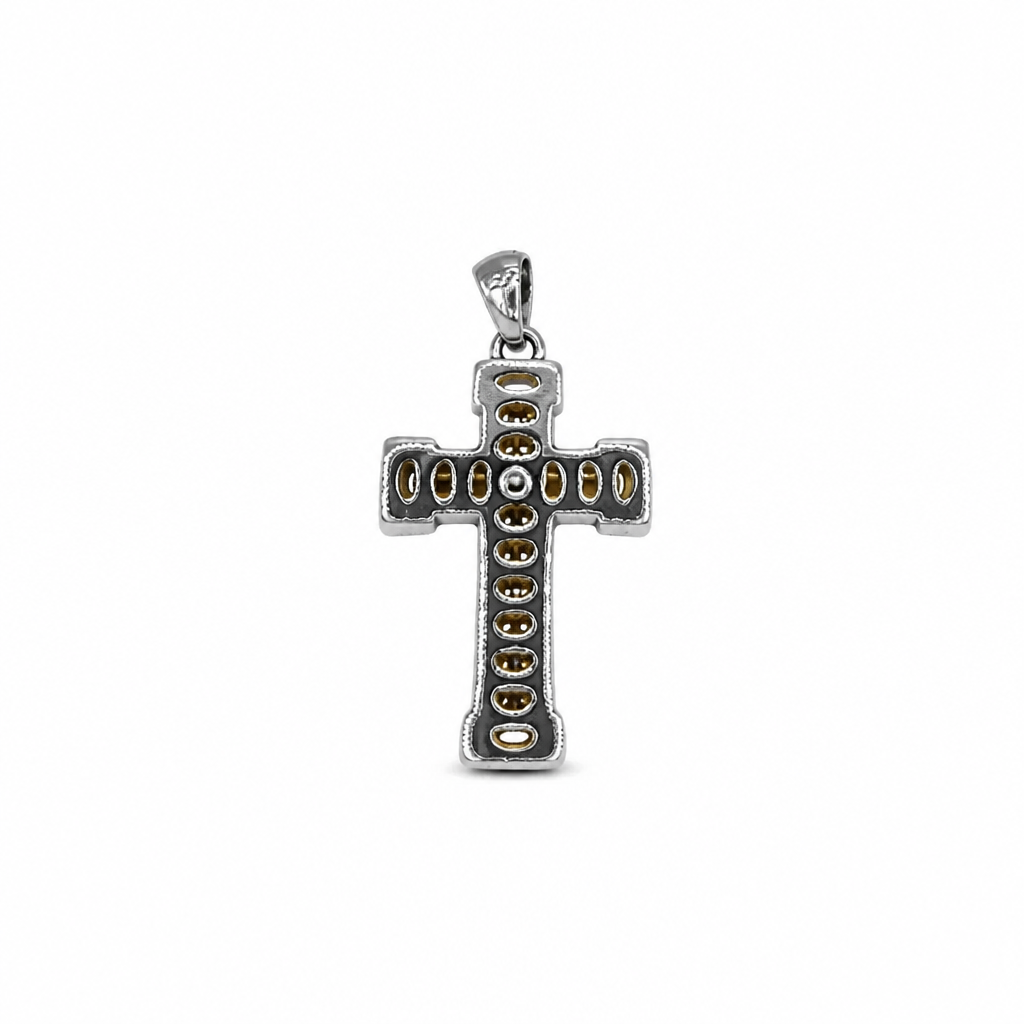 Crocetta in Argento 925 Bicolore con Finitura Dorata – 13×20 mm | CM Silver Jewels