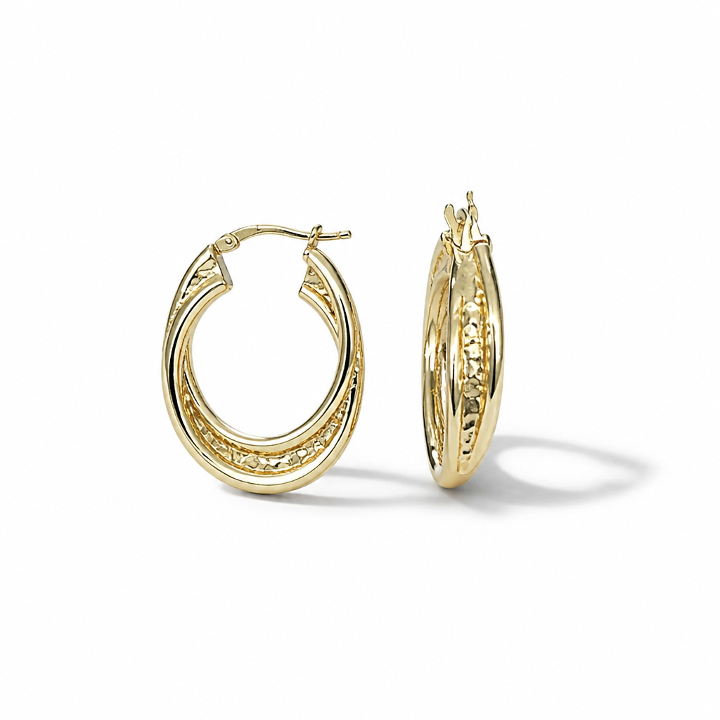 Orecchini in Oro 18 Carati – 30x20 mm, Spessore 6 mm | CM Silver Jewels