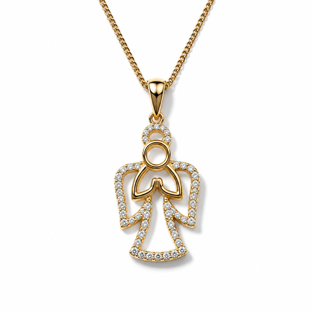 Gold-Plated Silver Necklace with Angel 45 cm | CM Silver Jewels