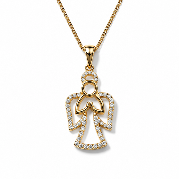 Collana in Argento Placcato Oro con Angelo 45 cm | CM Silver Jewels