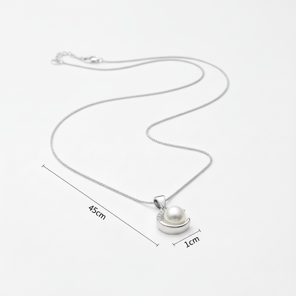 Collana "Luce di Luna" in Argento 925 con Perla e Pavé di Zirconi