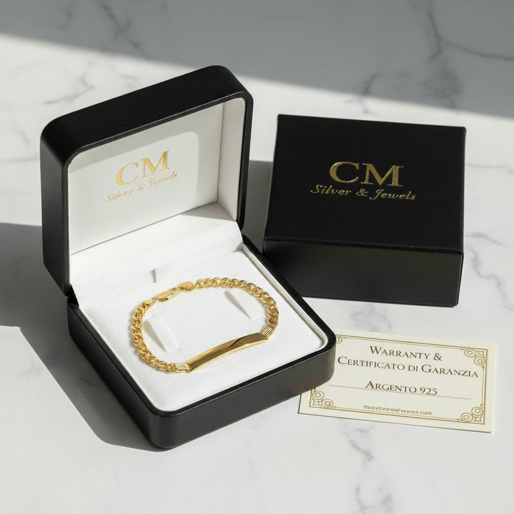 Bracciale in Argento 925 con Targhetta Incisa Personalizzabile | CM Silver Jewels
