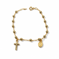 Bracciale Rosario in Oro 18 kt con Croce e Madonna 19,5 cm | CM Silver Jewels