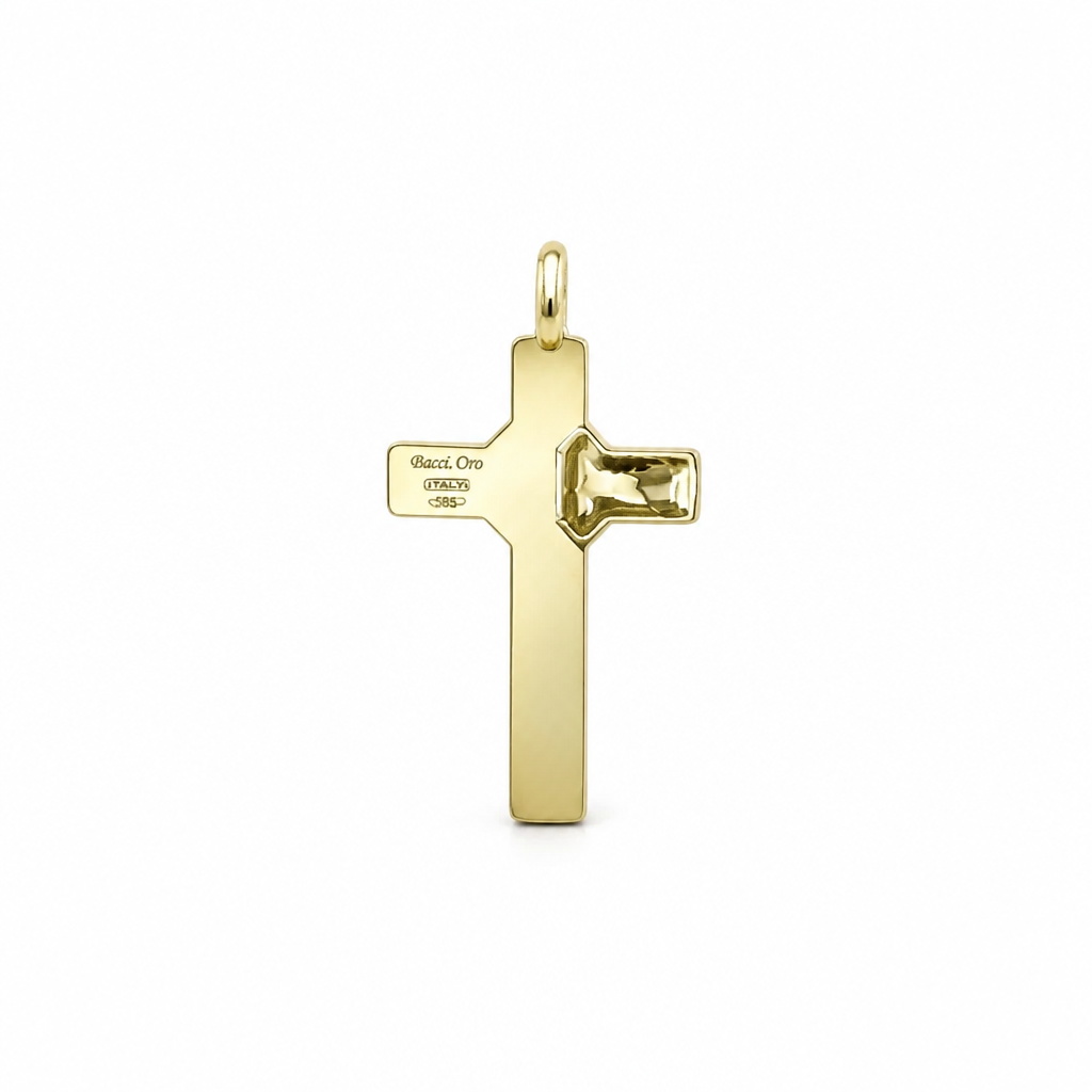 Crocifisso in Oro 18kt Giallo Diamantato con Cristo – 45×20mm | CM Silver Jewels