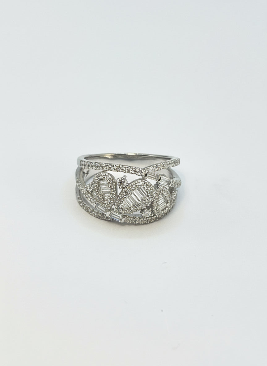 Anello in Argento 925 con Zirconi Bianchi Taglio Baguette e Pavé - Gioielleria CM SILVER & JEWELS