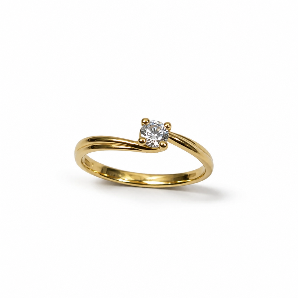 Anello Solitario in Oro 18k con Brillante – Misura 16 ITA | CM Silver Jewels