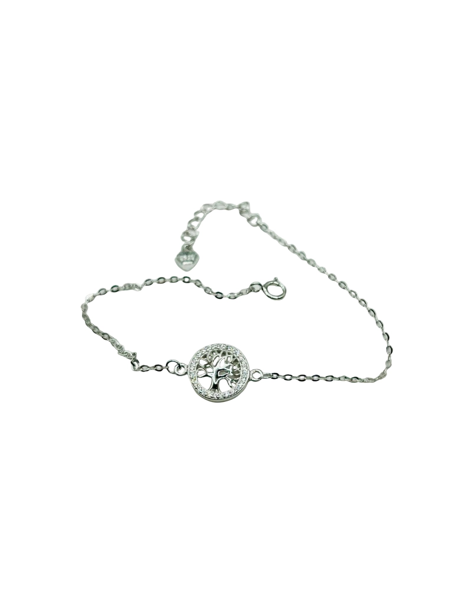 Bracciale in argento 925 con ciondolo albero della vita rotondo, stile elegante e raffinato.
