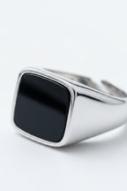 Anello Chevalier Quadrato in Argento 925 con Pietra Naturale – 3 Colori, Misura Regolabile | CM Silver Jewels