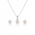 Silver Pearl Set - Necklace and Earrings