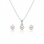 Silver Pearl Set - Necklace and Earrings