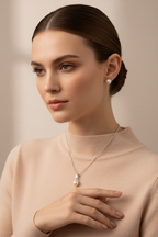 Silver Pearl Set - Necklace and Earrings