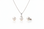 Silver Pearl Set - Necklace and Earrings