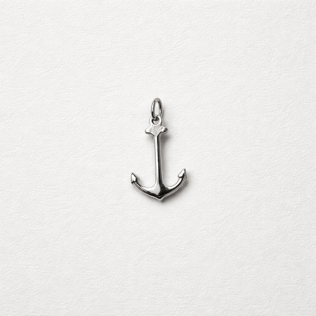 18k (750) White Gold Anchor Pendant – 16×10 mm | CM Silver Jewels