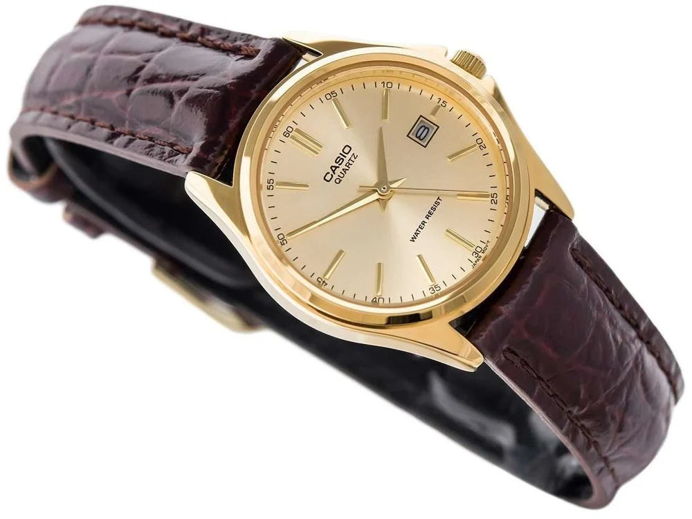 Montre Femme CASIO LTP-1183Q-9A – Analogique Quartz, Cadran Champagne, Bracelet Cuir | CM Silver Jewels