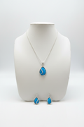 Parure in Argento 925 con Turchese Azzurro e Zirconi – Collana + Orecchini | CM Silver Jewels