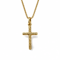 Collana in Argento 925 Placcato Oro 24 Carati con Croce Lavorata 42 cm | CM Silver Jewels