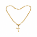 Collier Marina en Argent 925 Plaqué Or 24 carats avec Croix – 70 cm, Grain 8×10 mm | CM Silver Jewels