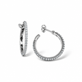 Orecchini a Cerchio in Argento 925 con Zirconi – 25 mm | CM Silver Jewels