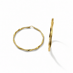 Orecchini Creola Twist Piatta in Argento 925 Placcato Oro 24kt – 75 mm | CM Silver Jewels