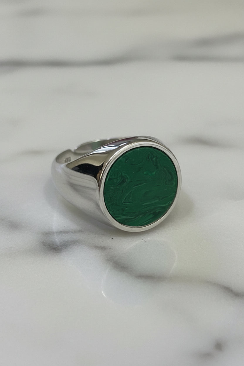 Anello Chevalier in Argento 925 con Pietra Naturale – 5 Colori, Misura Regolabile | CM Silver Jewels